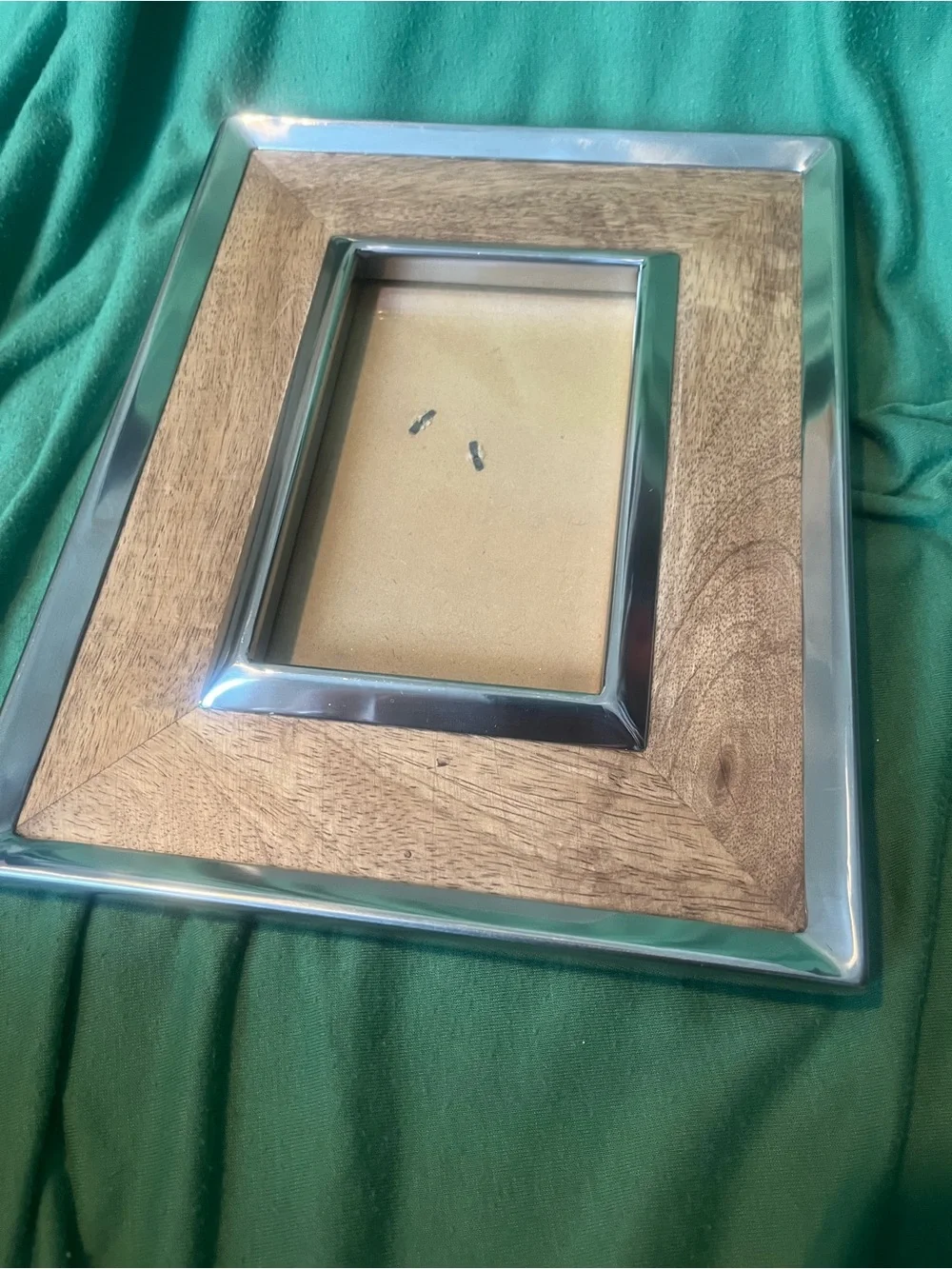Pottery Barn Brushed Nickel & Wood Picture Frame | Discontinued | Modern Decor